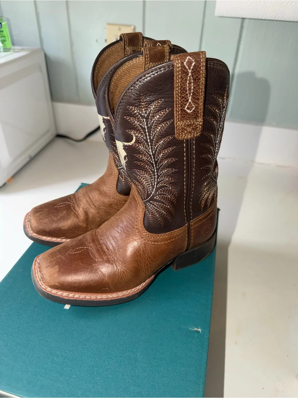 Ariat Brown Two-Tone Kids Cowboy Boots